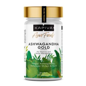 Kapiva Ashwagandha Gold Capsules 60 Caps for Stress, Sleep & Gym Performance
